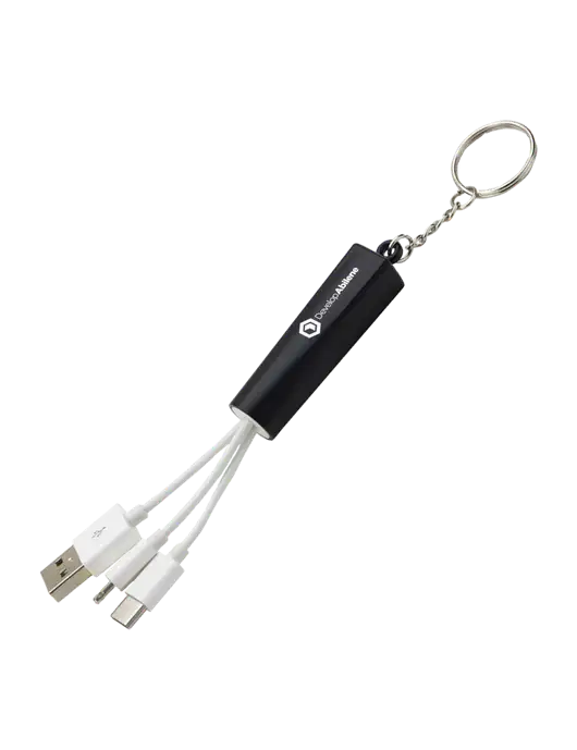 Black Light-Up Charging Cable with Key Ring w/Develop Abilene Logo