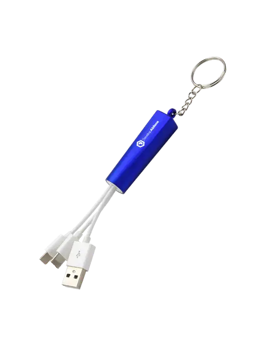 Blue Light-Up Charging Cable with Key Ring w/Develop Abilene Logo