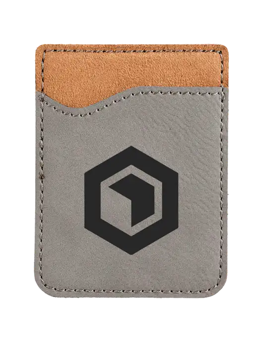 Grey Laserable Leatherette Phone Wallet w/Develop Abilene Icon Logo