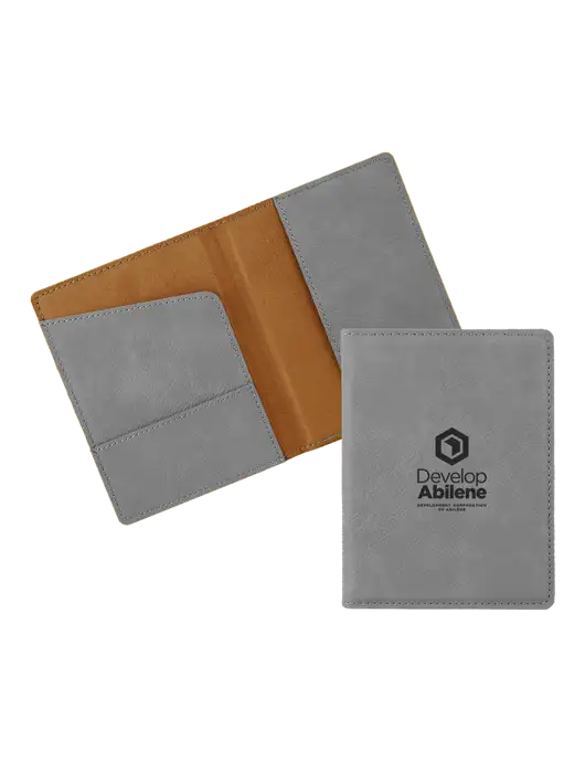 Grey Leatherette Passport Holder w/Develop Abilene Logo