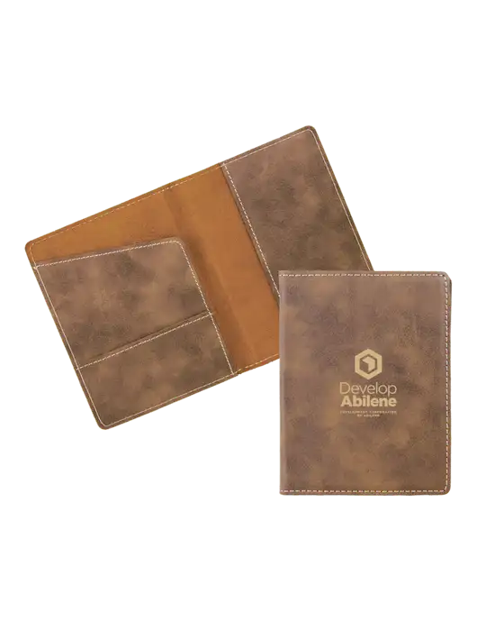 Rustic Leatherette Passport Holder w/Develop Abilene Logo