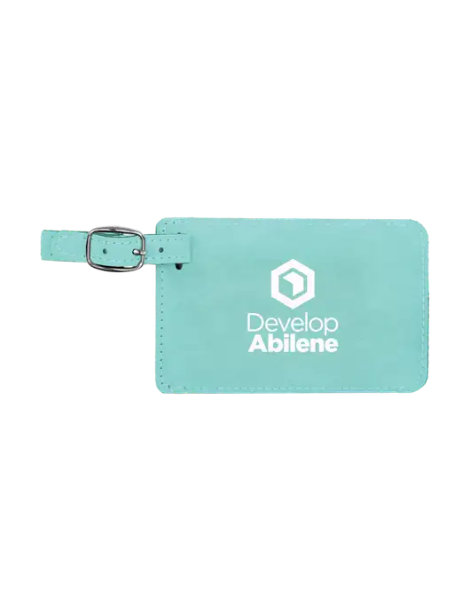 Seafoam Leatherette Luggage Tag w/Develop Abilene Logo