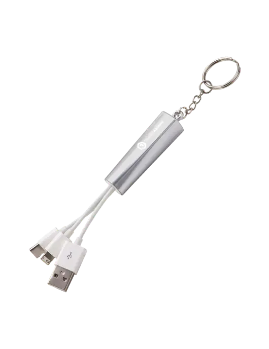 Silver Light-Up Charging Cable with Key Ring w/Develop Abilene Logo