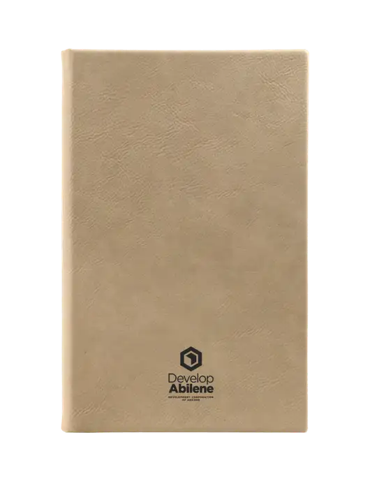 Tan Leatherette 5.25 x 8.25 Journal w/Develop Abilene Logo