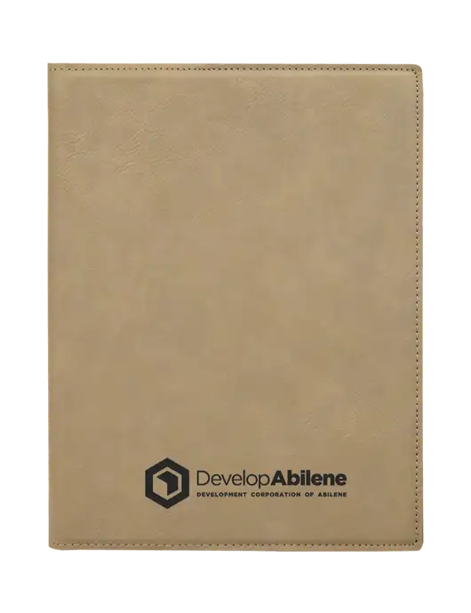 Tan Leatherette 7 x 9 Portfolio with Notepad w/Develop Abilene Logo
