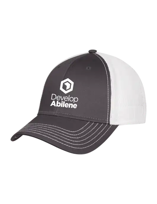 Dark Grey/White Mesh Trucker Cap Snap Back w/Develop Abilene Logo