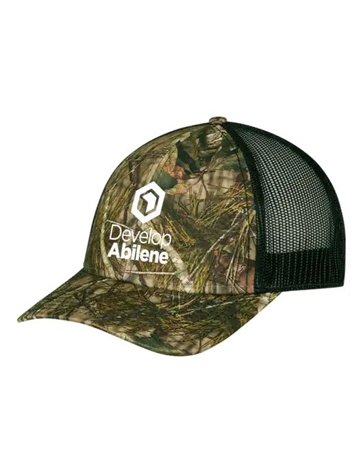 Mossy Oak Break Up Country/Black Mesh Trucker Cap w/Snap Back  w/Develop Abilene Logo