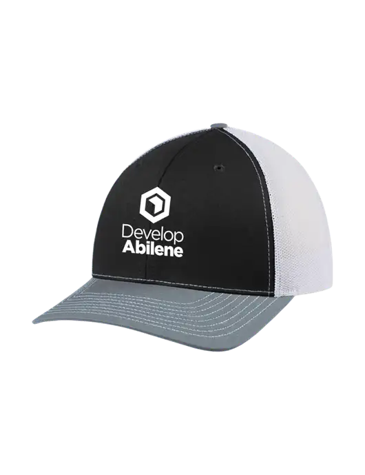 Richardson Adjustable Snapback Original 112 Trucker Cap Black/Light Heather Grey/White Mesh w/Develop Abilene Logo
