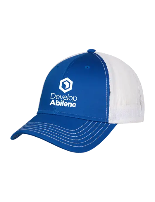 Royal & White Mesh Trucker Cap Snap Back w/Develop Abilene Logo
