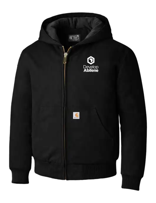 Carhartt Black Quilted-Flannel-Lined Duck Active Jacket w/Develop Abilene Logo