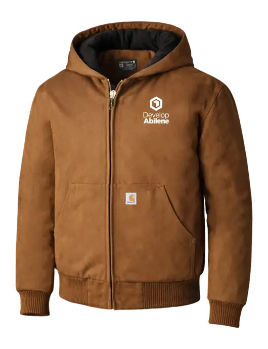 Carhartt Brown Quilted-Flannel-Lined Duck Active Jacket w/Develop Abilene Logo