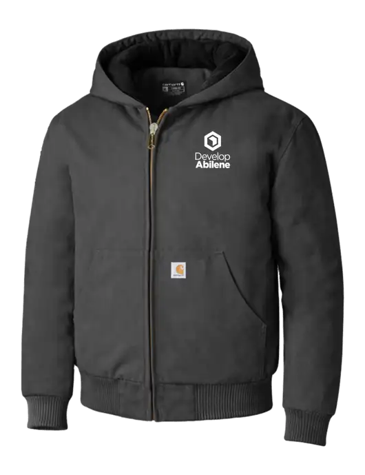 Carhartt Dark Grey Quilted-Flannel-Lined Duck Active Jacket w/Develop Abilene Logo