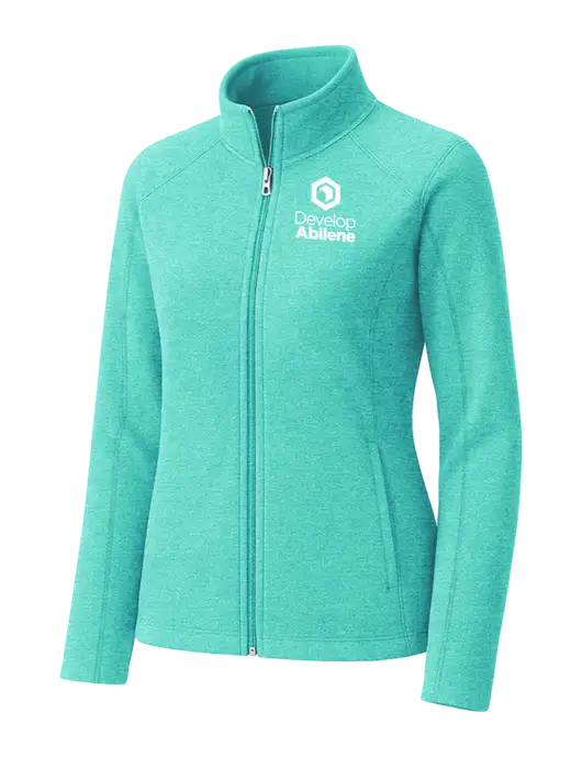 Aqua Green Womens Heather Microfleece Full-Zip Jacket w/Develop Abilene Logo