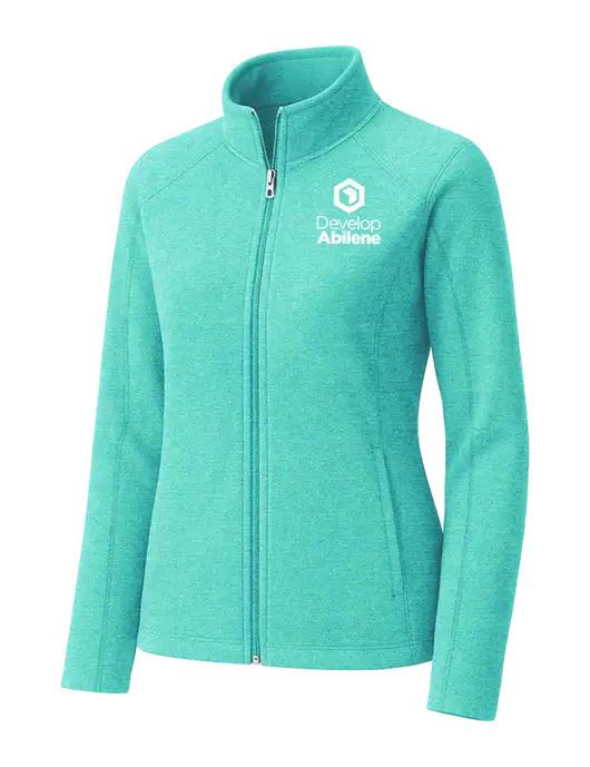Aqua Green Womens Heather Microfleece Full-Zip Jacket w/Develop Abilene Logo