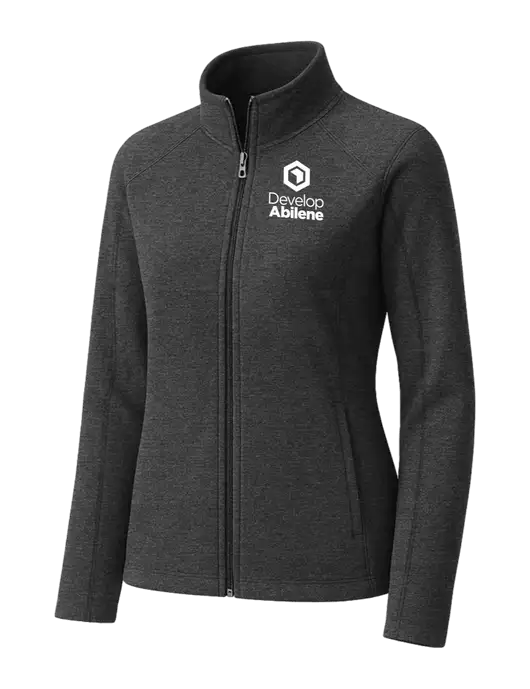 Charcoal Womens Heather Microfleece Full-Zip Jacket w/Develop Abilene Logo