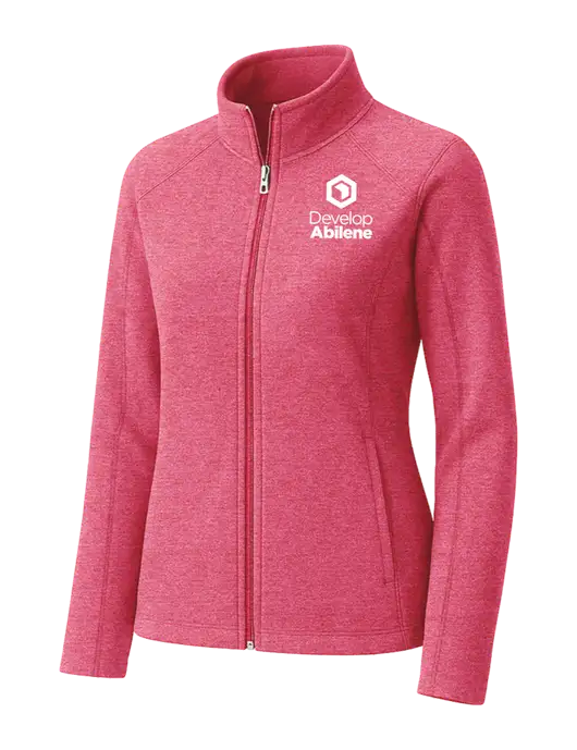 Fuchsia Heather Womens Heather Microfleece Full-Zip Jacket w/Develop Abilene Logo