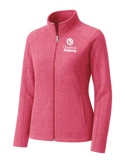 Fuchsia Heather Womens Heather Microfleece Full-Zip Jacket w/Develop Abilene Logo