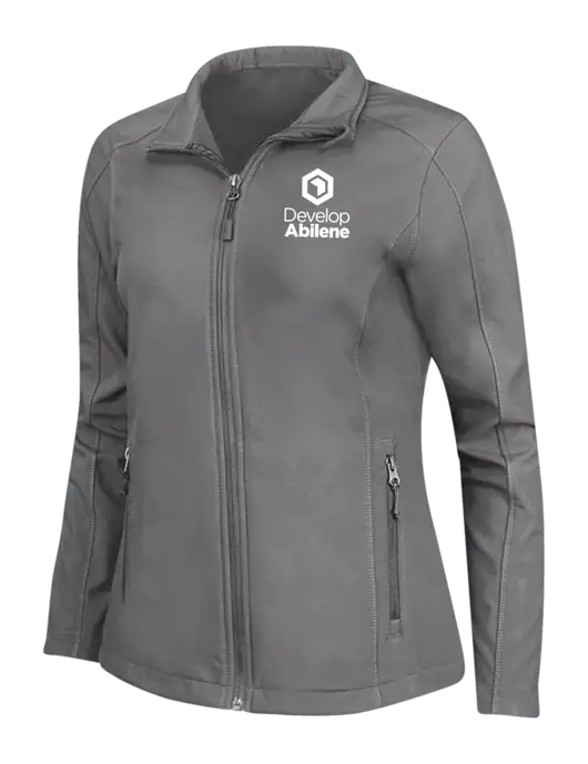 Medium Grey Womens Core Soft Shell Jacket w/Develop Abilene Logo