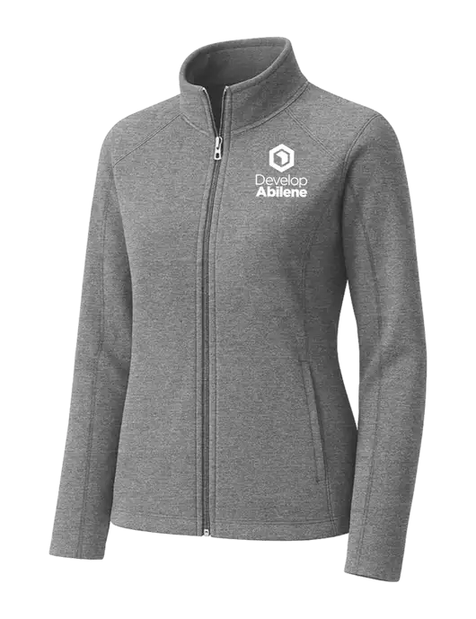 Medium Grey Womens Heather Microfleece Full-Zip Jacket w/Develop Abilene Logo
