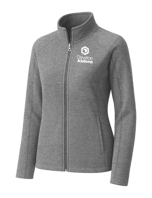 Medium Grey Womens Heather Microfleece Full-Zip Jacket w/Develop Abilene Logo