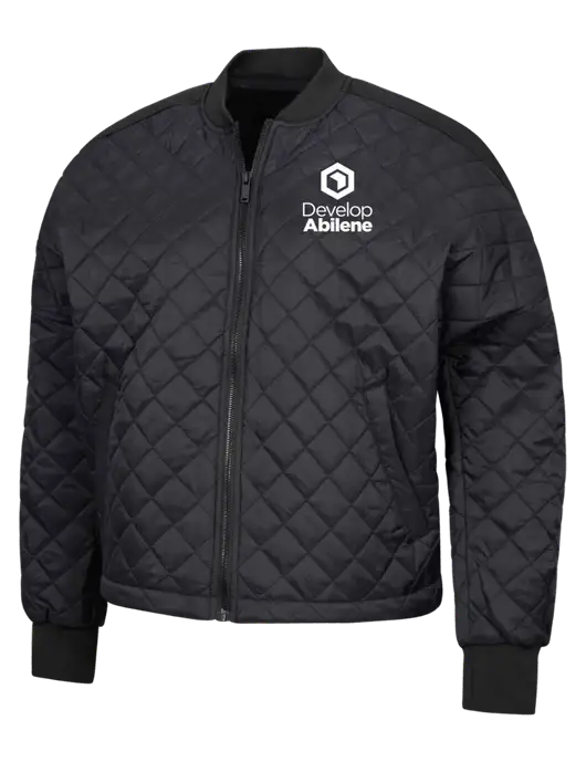 Mercer+Mettle Black Womens Boxy Quilted Jacket w/Develop Abilene Logo