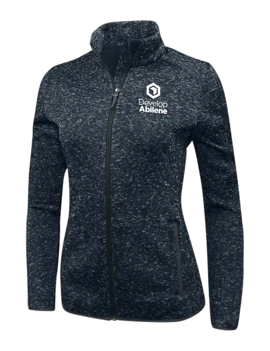 Navy Heather Womens Sweater Fleece Jacket w/Develop Abilene Logo