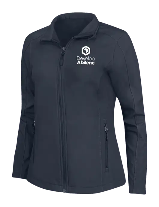 Navy Womens Core Soft Shell Jacket w/Develop Abilene Logo