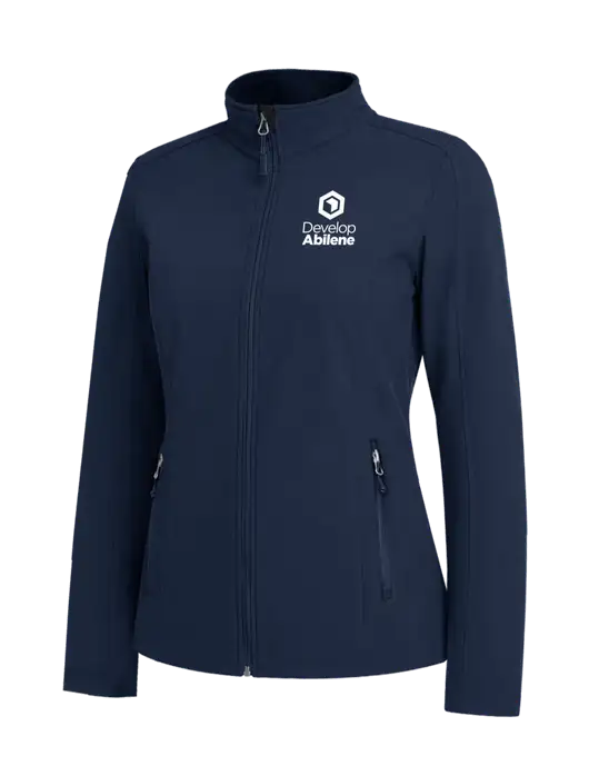 Navy Womens Core Soft Shell Jacket w/Develop Abilene Logo