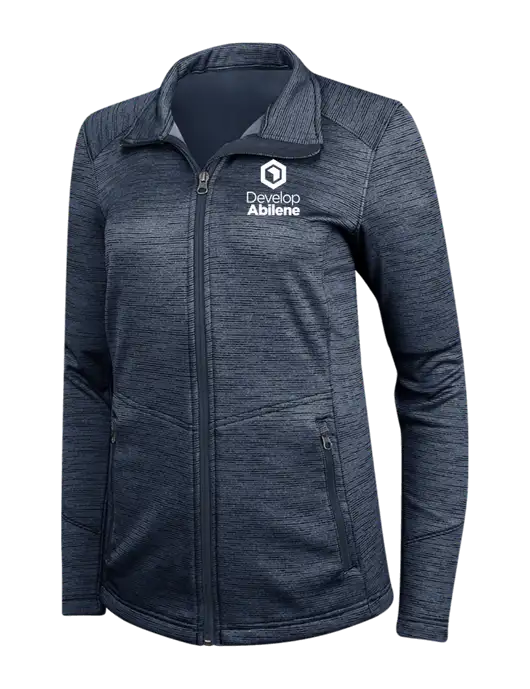 Navy Womens Digi Stripe Fleece Jacket w/Develop Abilene Logo