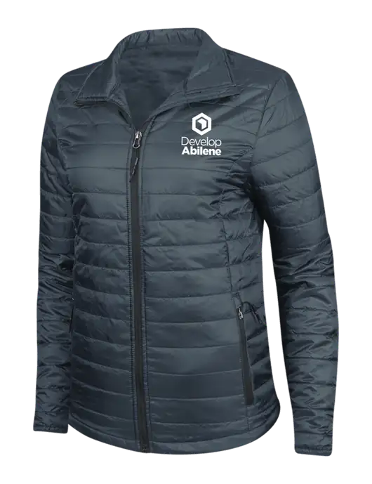 Navy Womens Puffy Packable Jacket w/Develop Abilene Logo