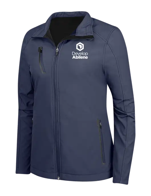 Navy Womens Welded Softshell Jacket w/Develop Abilene Logo