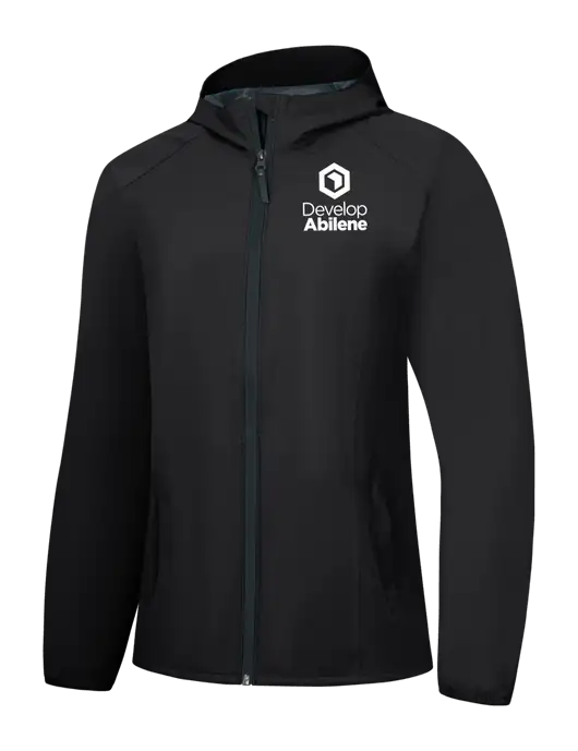 Womens Black Essential Rain Jacket w/Develop Abilene Logo
