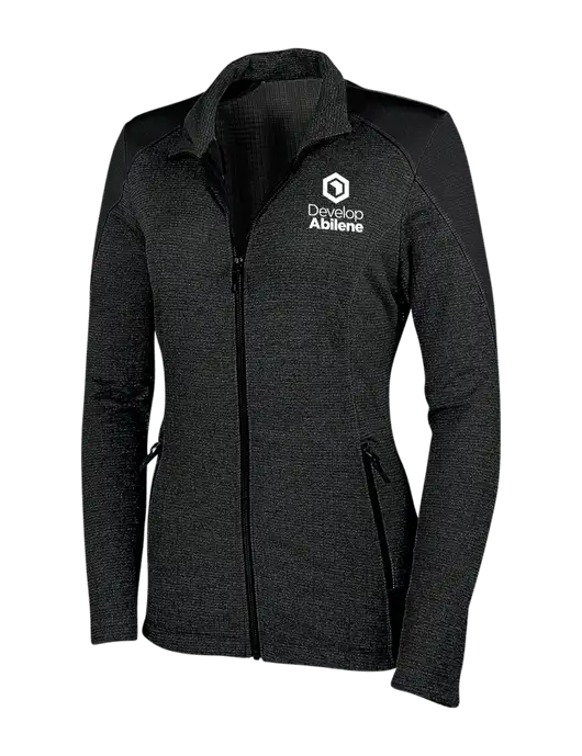 Womens Black Grid Fleece Jacket w/Develop Abilene Logo