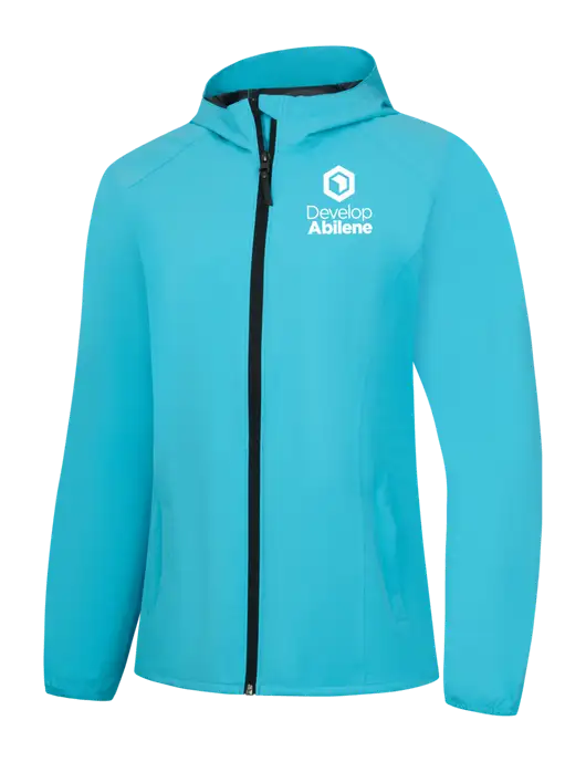 Womens Light Sapphire Blue Essential Rain Jacket w/Develop Abilene Logo