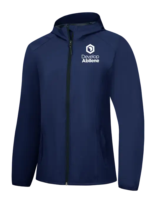 Womens Navy Essential Rain Jacket w/Develop Abilene Logo