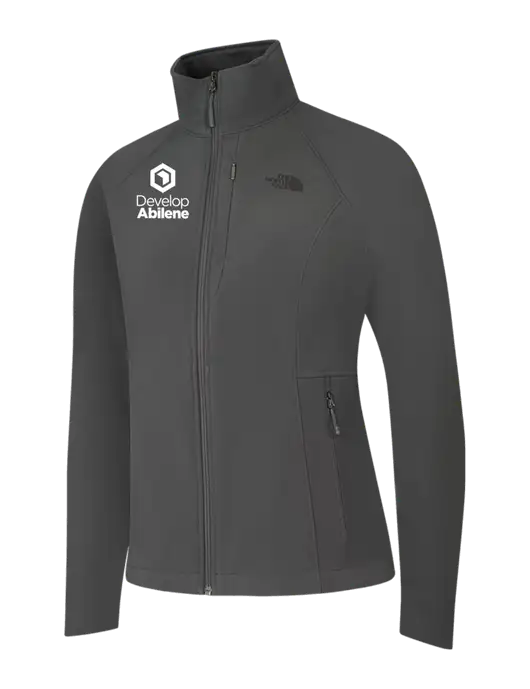 North Face Womens Medium Grey Apex Barrier Soft Shell Jacket  w/Develop Abilene Logo